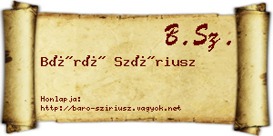 Báró Szíriusz névjegykártya